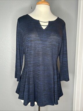 Women's Navy Blue Notch Neck Swing Top